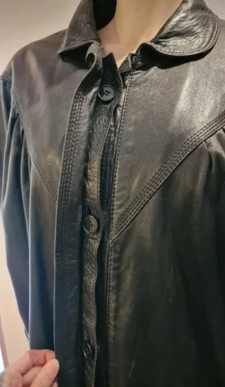 Chaqueta Cuero Vintage Mujer Negra