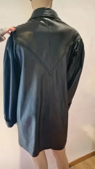 Chaqueta Cuero Vintage Mujer Negra