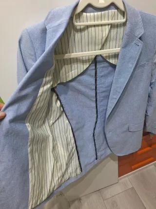 Americana y pantalón chino niño azul talla 11/12