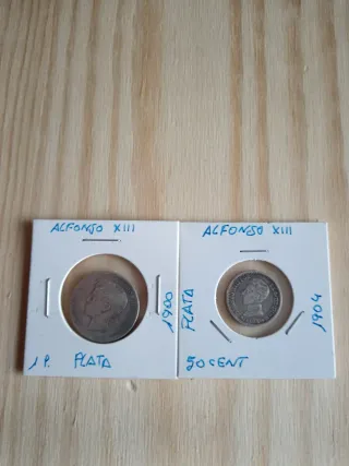Monedas Alfonso XIII Plata 1900 y 1904