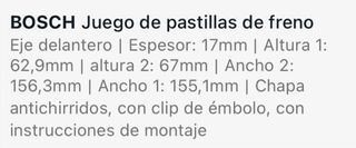 Pastillas Freno Delanteras Bosch