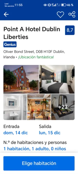 Noche Hotel Dublín con Desayuno