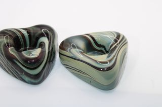 Coppia Porta Candela Vetro Murano Anni '80