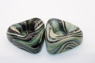 Coppia Porta Candela Vetro Murano Anni '80