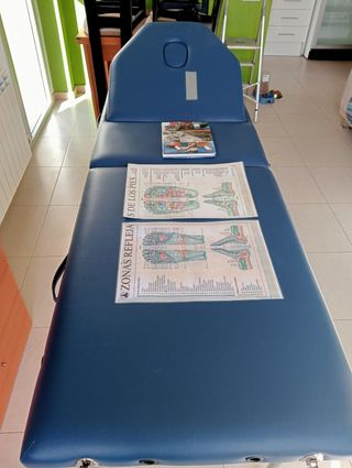 Camilla masajes, libro y láminas.