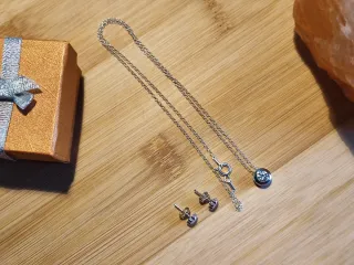 Conjunto Plata Ley Collar y Pendientes