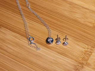 Conjunto Plata Ley Collar y Pendientes