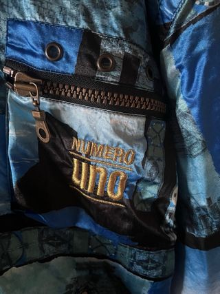 Abrigo Vintage Azul y Negro