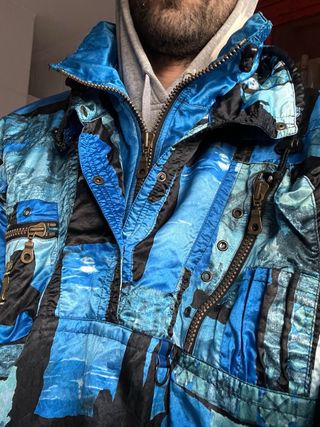 Abrigo Vintage Azul y Negro