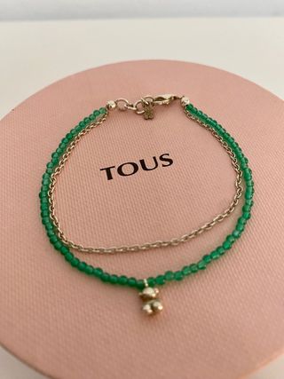 Pulsera Tous Doble Cadena Verde Oso Con garantía