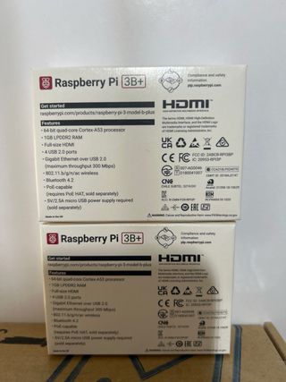 2 Raspberry Pi 3B+ 1GB, NUEVAS. Para Xabier.