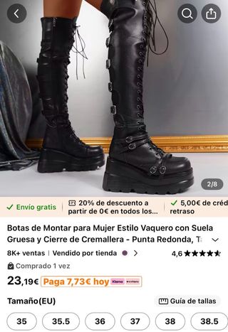 Botas Góticas Altas Negras Talla 41. pequeña