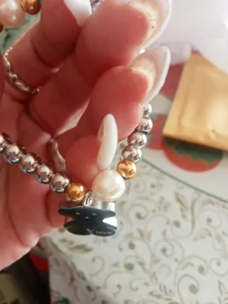 Pulsera Tous Oso Perlas y Bolas Doradas/Plateadas