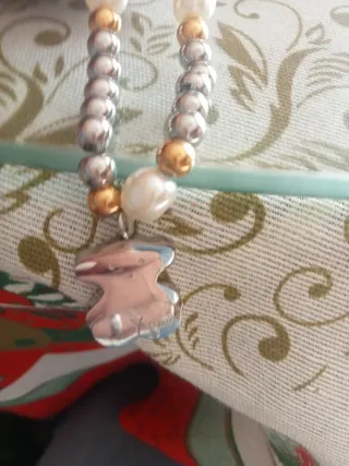 Pulsera Tous Oso Perlas y Bolas Doradas/Plateadas