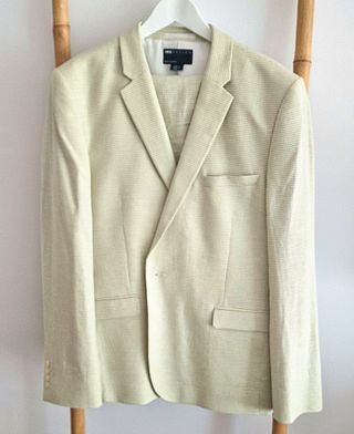 (XXL) TRAJE DE LINO VERDE CLARO PATA DE GALLO