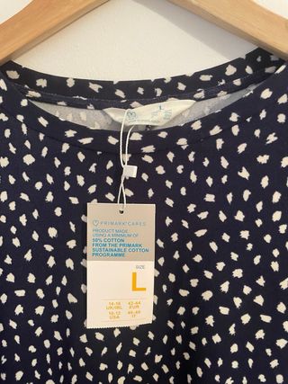 Vestido estampado manga larga talla L (nuevo )