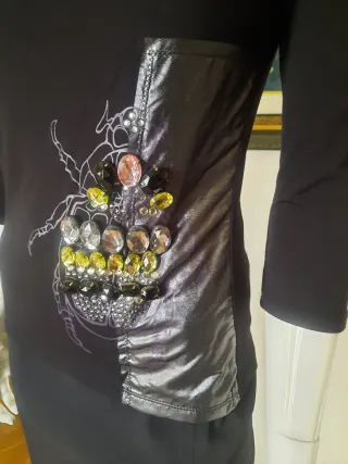 Top fiesta pedrería negro