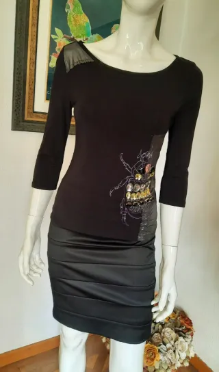 Top fiesta pedrería negro