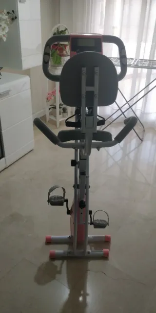 Bicicleta Estática Rosa y Gris