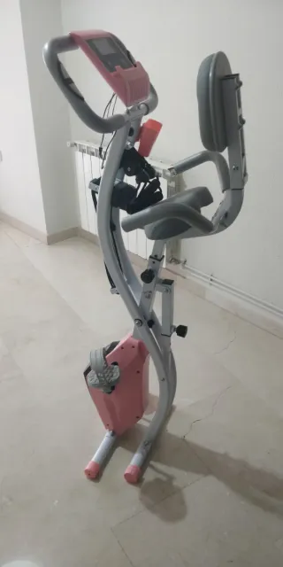 Bicicleta Estática Rosa y Gris