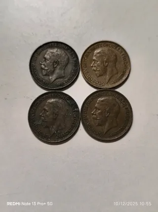 Lotto di 4 monete antiche Britanniche Farthing