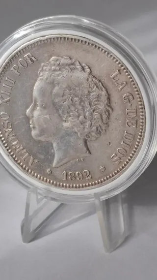 Moneda 5 Pesetas 1892 Alfonso XIII - Plata