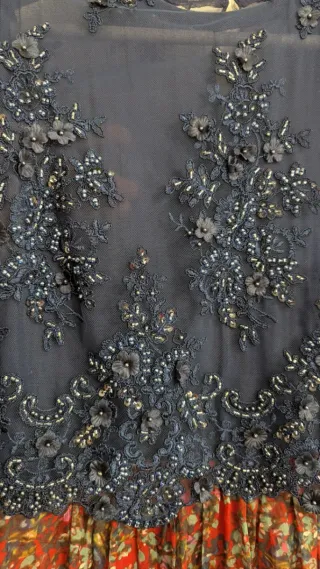 Vestido fiesta azul y rojo