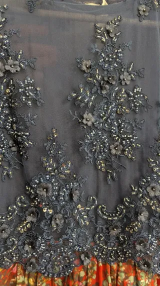 Vestido fiesta azul y rojo