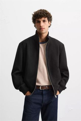 ZARA - Cazadora efecto ante regular fit.