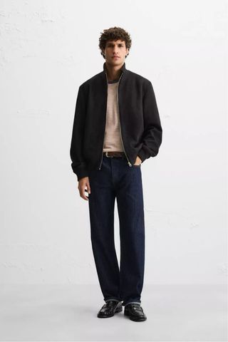 ZARA - Cazadora efecto ante regular fit.