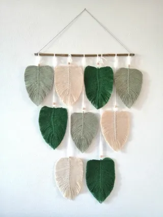 Arazzo macramè foglie beige y marrón