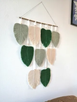 Arazzo macramè foglie beige y marrón