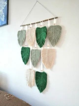 Arazzo macramè foglie beige y marrón