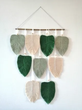 Arazzo macramè foglie beige y marrón