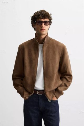 ZARA - Cazadora efecto ante regular fit