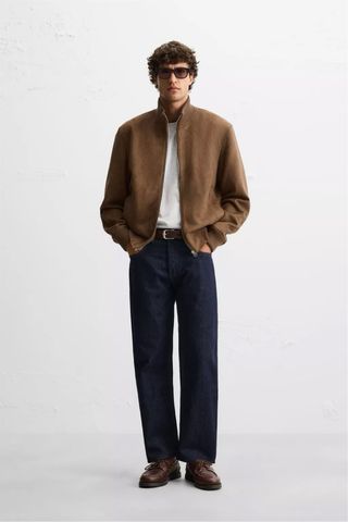 ZARA - Cazadora efecto ante regular fit