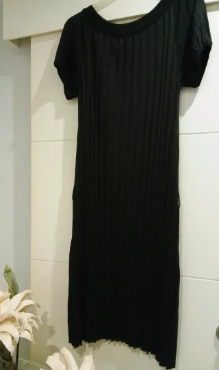 Vestido fiesta Amichi negro plateado T. L - XL