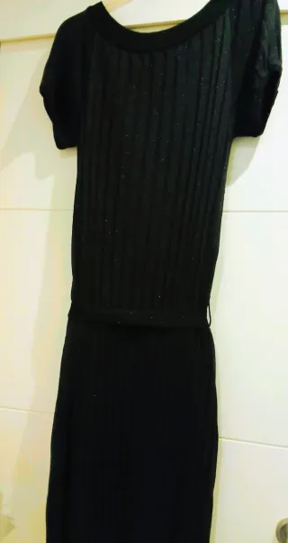 Vestido fiesta Amichi negro plateado T. L - XL