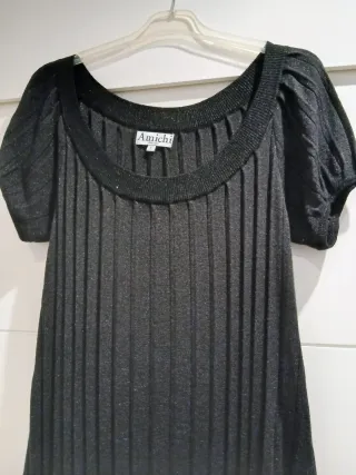 Vestido fiesta Amichi negro plateado T. L - XL