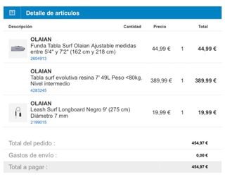 Tabla de Surf Dura 7'0 49l