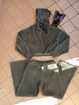 Coordinato velluto coste verde salvia