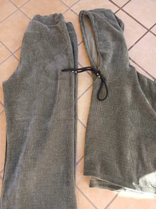 Coordinato velluto coste verde salvia