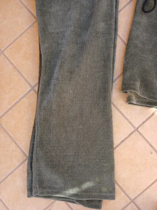 Coordinato velluto coste verde salvia