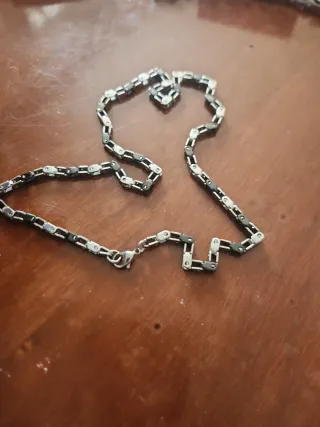 Collana uomo catena argento e nero