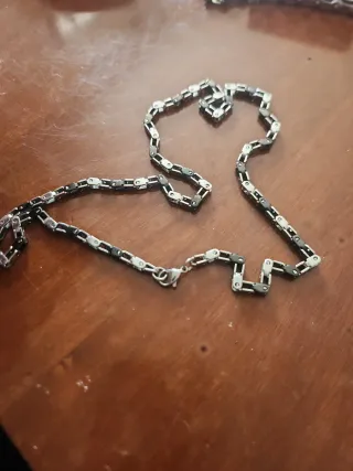 Collana uomo catena argento e nero