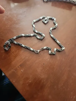 Collana uomo catena argento e nero