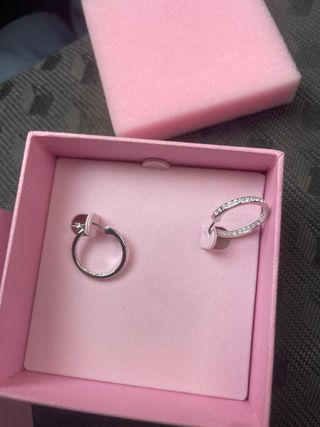 Pendientes Swarovski Aro Corazón Rosa Plata