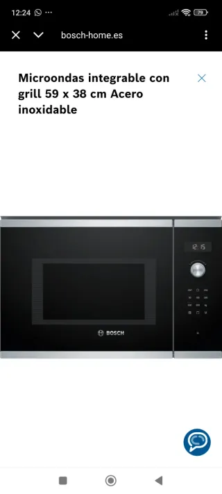 Microondas Bosch integrable con grill