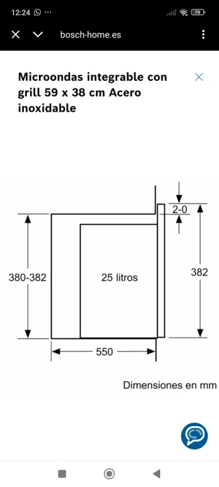Microondas Bosch integrable con grill