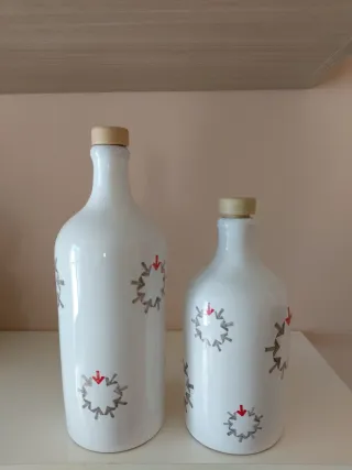 Set 2 bottiglie porcellana aceto olio
